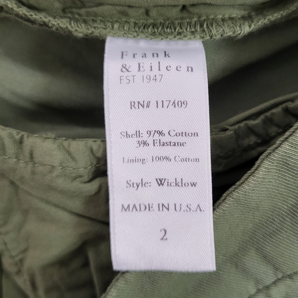 Frank & Eileen Wicklow Italian Chino Performance Twill Pants Army Green 2 - Picture 6 of 6